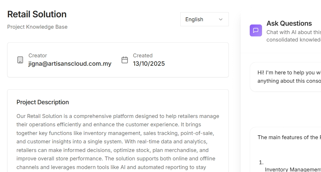 Enterprise knowledge management platform visualization